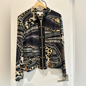 Joseph Ribkoff Black and Gold Patterned Blazer